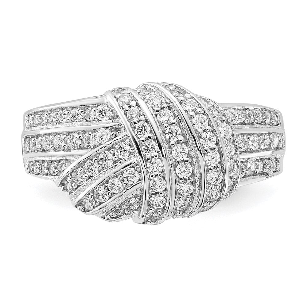 Cheryl M Sterling Silver Pave CZ Knot Ring