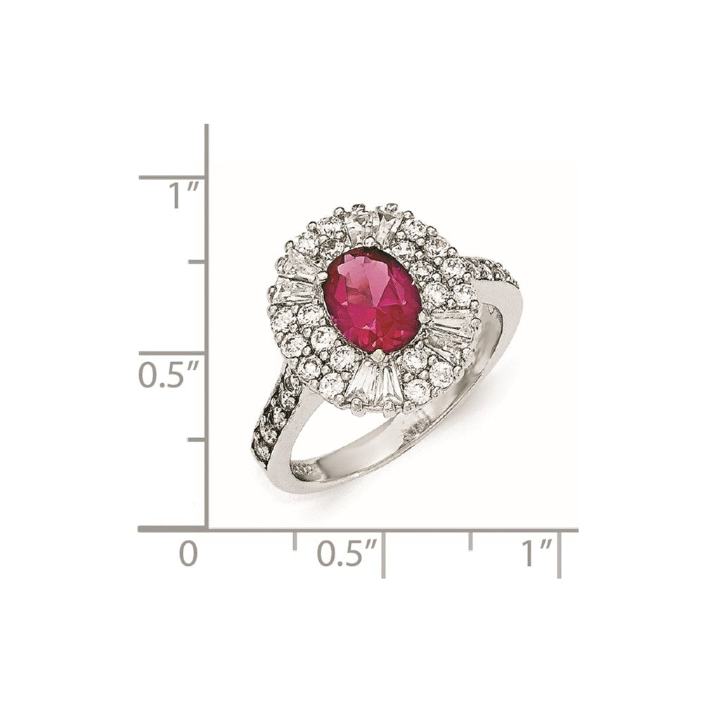 Cheryl M Sterling Silver CZ and Synthetic Ruby Ring