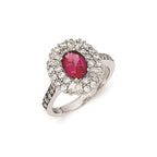 Cheryl M Sterling Silver CZ and Synthetic Ruby Ring