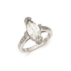Cheryl M Sterling Silver Textured CZ Marquise Ring