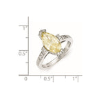 Cheryl M Sterling Silver Textured Yellow and White CZ Marquise Ring