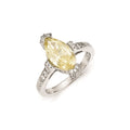 Cheryl M Sterling Silver Textured Yellow and White CZ Marquise Ring
