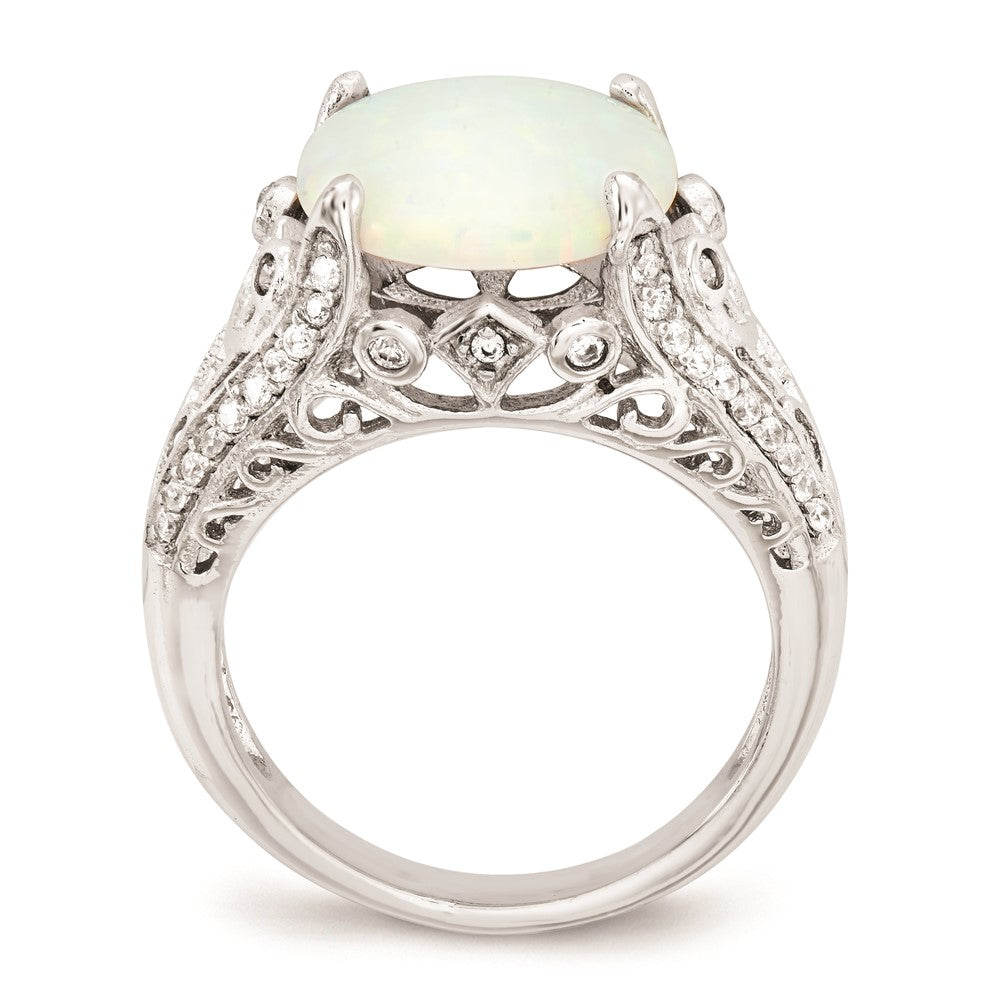 Cheryl M Sterling Silver CZ and Synthetic Opal Ring