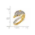 Cheryl M Sterling Silver Gold-plated Black and White CZ Dolphin Ring