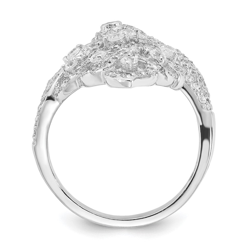 Cheryl M Sterling Silver Black and White CZ Peacock Ring