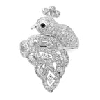 Cheryl M Sterling Silver Black and White CZ Peacock Ring