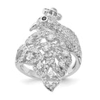 Cheryl M Sterling Silver Black and White CZ Peacock Ring