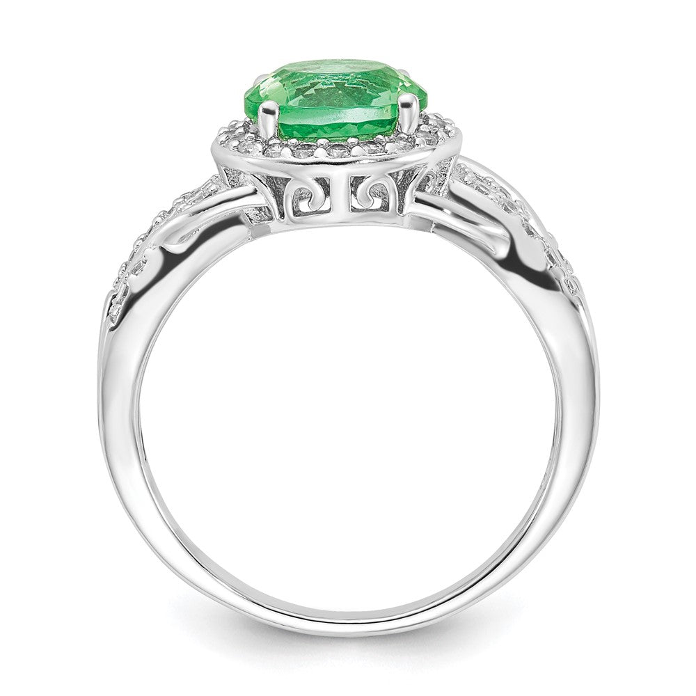 Cheryl M Sterling Silver CZ and Simulated Paraiba Tourmaline Faceted Ring