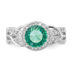 Cheryl M Sterling Silver CZ and Simulated Paraiba Tourmaline Faceted Ring