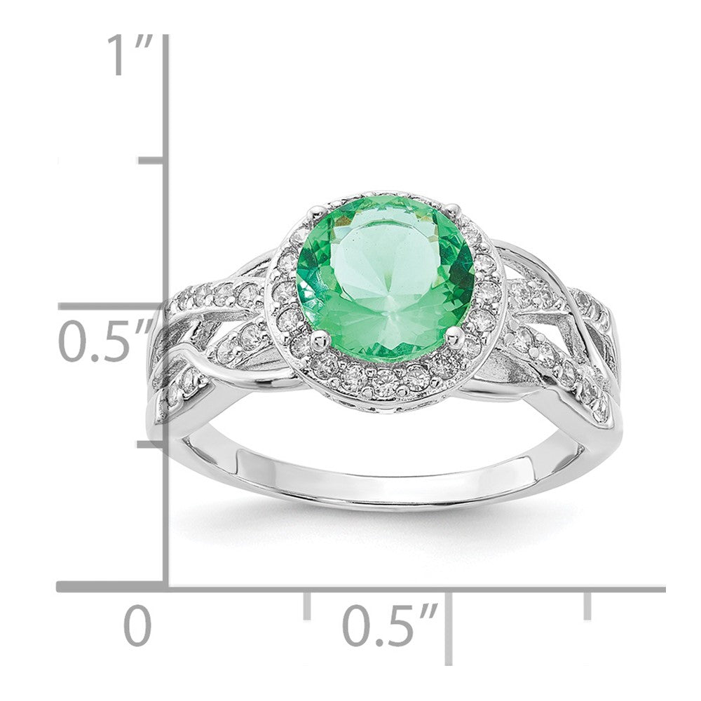 Cheryl M Sterling Silver CZ and Simulated Paraiba Tourmaline Faceted Ring