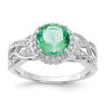 Cheryl M Sterling Silver CZ and Simulated Paraiba Tourmaline Faceted Ring