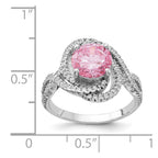 Cheryl M Sterling Silver Rhodium-plated Fancy Pink and White Brilliant-cut CZ Ring