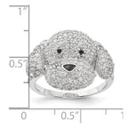 Cheryl M Sterling Silver Enameled Black and White CZ Puppy Ring