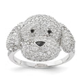 Cheryl M Sterling Silver Enameled Black and White CZ Puppy Ring