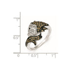 Cheryl M Sterling Silver Black Rhodium & CZ Fish Ring