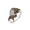 Cheryl M Sterling Silver Black Rhodium & CZ Fish Ring