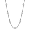 Cheryl M Sterling Silver Rhodium-plated Brilliant-cut Round CZ 19 Station 18.5 Inch Necklace