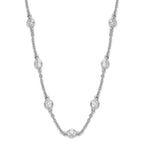 Cheryl M Sterling Silver Rhodium-plated Brilliant-cut Round CZ 19 Station 18.5 Inch Necklace