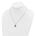 Cheryl M Sterling Silver Gold-plated Brown and White Brilliant-cut CZ Teardrop 18.5 Inch Necklace