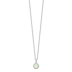 Cheryl M Sterling Silver Rhodium-plated Cabochon Lab Created Opal and Brilliant-cut CZ 18.5 Inch Necklace