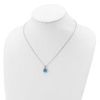 Cheryl M Sterling Silver Rhodium-plated Cabochon Lab Created Blue Opal and Brilliant-cut CZ 18.25 Inch Necklace