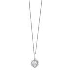 Cheryl M Sterling Silver Rhodium-plated Fancy 100-Facet and Brilliant-cut CZ Heart 18.5 Inch Necklace