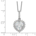 Cheryl M Sterling Silver Rhodium-plated Fancy 100-Facet and Brilliant-cut CZ Heart 18.5 Inch Necklace