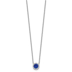 Cheryl M Sterling Silver Rhodium-plated Brilliant-cut Lab Created Dark Blue Spinel and Brilliant-cut White CZ Round Halo 18.25 Inch Necklace
