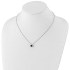 Cheryl M Sterling Silver Rhodium-plated Brilliant-cut Lab Created Dark Blue Spinel and Brilliant-cut White CZ Round Halo 18.25 Inch Necklace