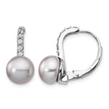 Cheryl M Sterling Silver Rhodium-plated Grey Freshwater Cultured Pearl and Brilliant-cut CZ Leverback Earrings