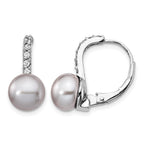 Cheryl M Sterling Silver Rhodium-plated Grey Freshwater Cultured Pearl and Brilliant-cut CZ Leverback Earrings