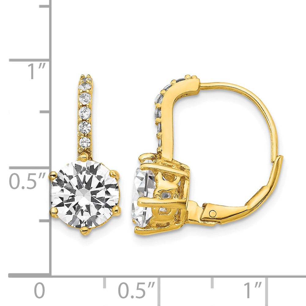 Cheryl M Sterling Silver Gold-plated Brilliant-cut CZ Leverback Earrings
