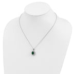 Cheryl M Sterling Silver Rhodium-plated Brilliant-cut Green Glass and Brilliant-cut White CZ Oval 18.25 Inch Necklace