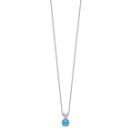 Cheryl M Sterling Silver Rhodium-plated Cabochon Lab Created Blue Opal and Brilliant-cut CZ Split Bail 18.5 Inch Necklace