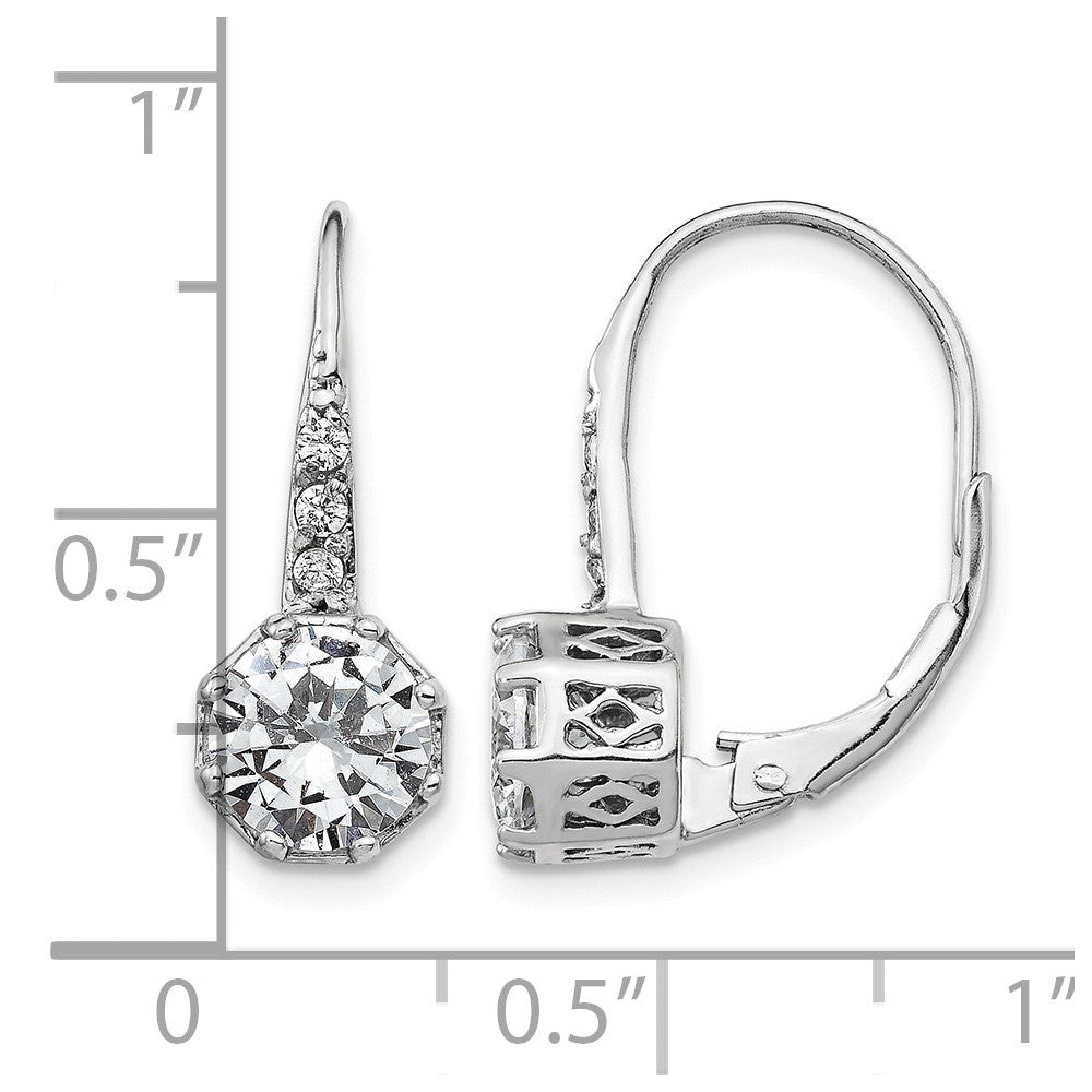 Cheryl M Sterling Silver Rhodium-plated Brilliant-cut CZ Leverback Earrings