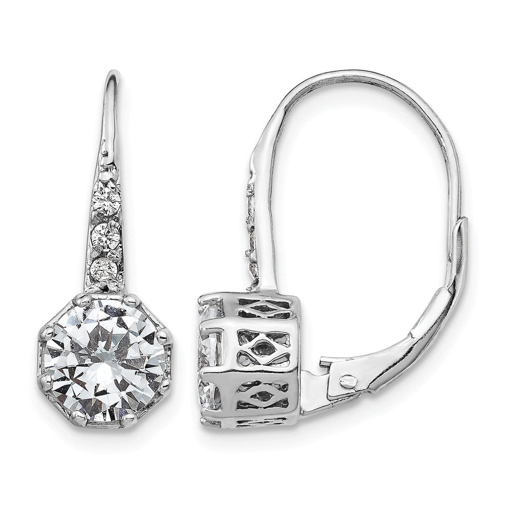 Cheryl M Sterling Silver Rhodium-plated Brilliant-cut CZ Leverback Earrings