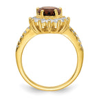 Cheryl M Sterling Silver & Gold-plated Teardrop Brown CZ Ring