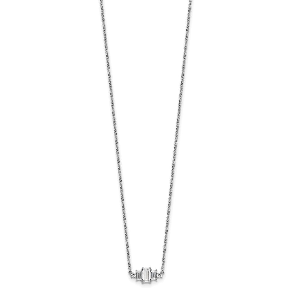 Cheryl M Sterling Silver Rhodium-plated Brilliant-cut and Emerald-cut Bar 18 Inch Necklace