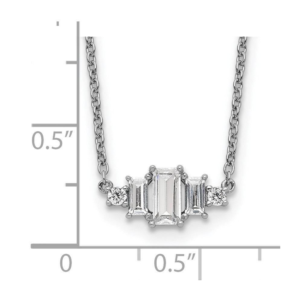 Cheryl M Sterling Silver Rhodium-plated Brilliant-cut and Emerald-cut Bar 18 Inch Necklace