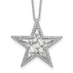 Cheryl M Sterling Silver Rhodium-plated Brilliant-cut Tapered Baguette-cut and Emerald-cut CZ Star 18 Inch Necklace