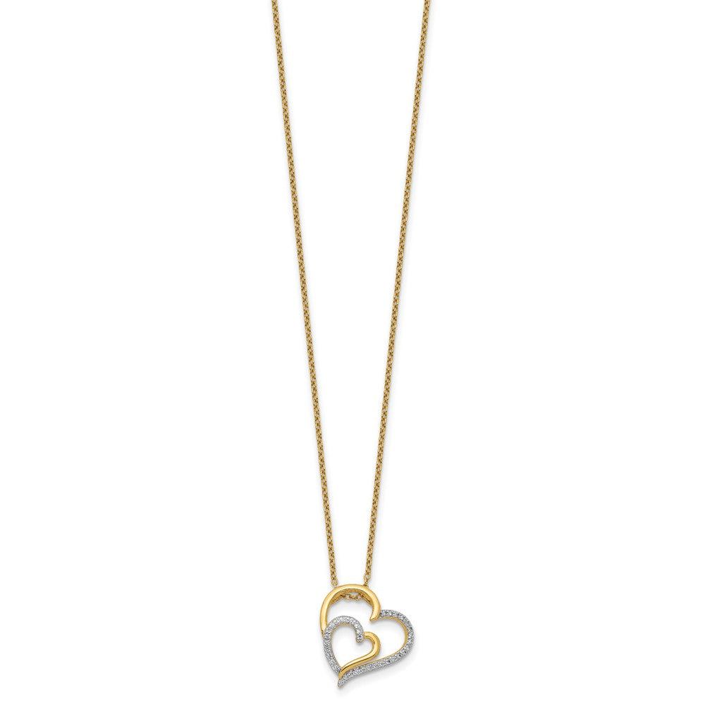 Cheryl M Sterling Silver Gold-plated Brilliant-cut CZ Fancy Double Heart 18 Inch Necklace