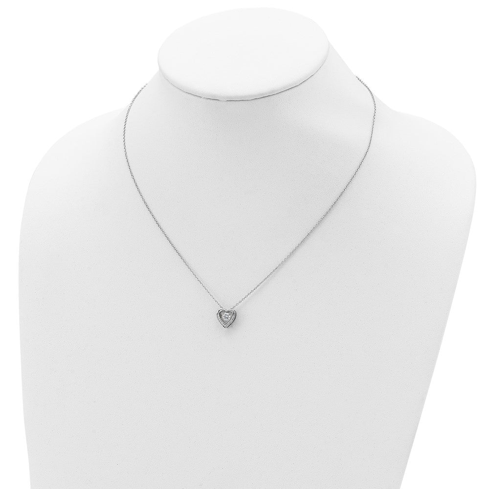 Cheryl M Sterling Silver Rhodium-plated Brilliant-cut Vibrant CZ Heart 18 Inch Necklace