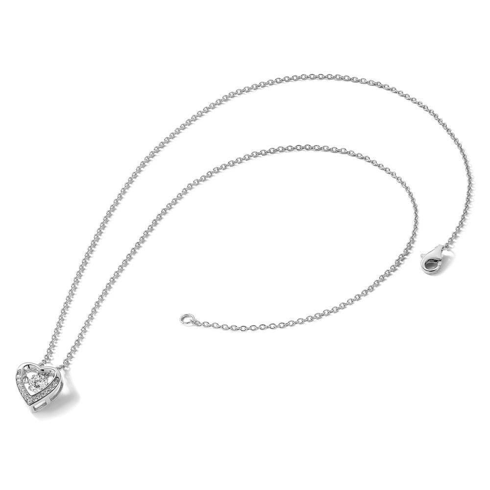 Cheryl M Sterling Silver Rhodium-plated Brilliant-cut Vibrant CZ Heart 18 Inch Necklace