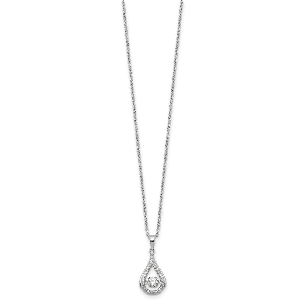 Cheryl M Sterling Silver Rhodium-plated Brilliant-cut Vibrant CZ Teardrop 18 Inch Necklace