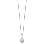 Cheryl M Sterling Silver Rhodium-plated Brilliant-cut Vibrant CZ Teardrop 18 Inch Necklace
