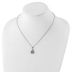Cheryl M Sterling Silver Rhodium-plated Brilliant-cut Vibrant CZ Teardrop 18 Inch Necklace