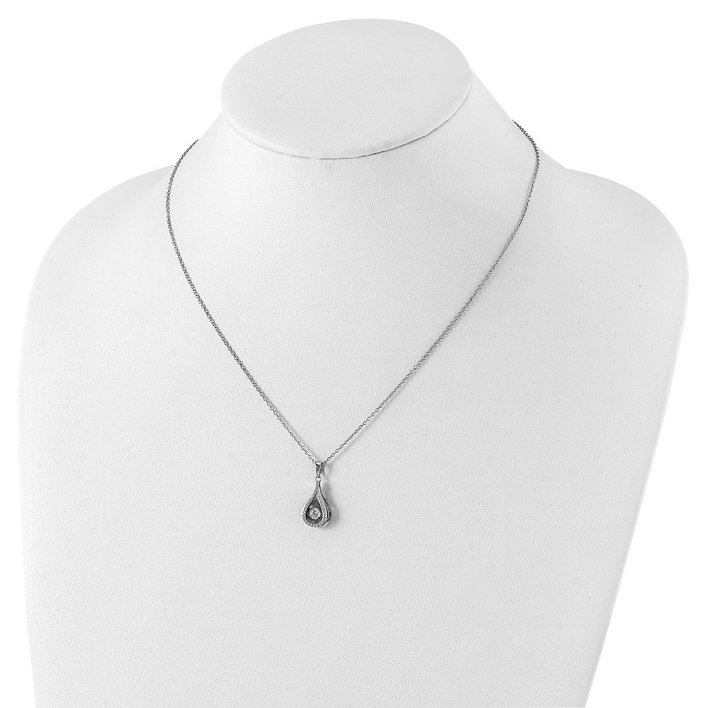 Cheryl M Sterling Silver Rhodium-plated Brilliant-cut Vibrant CZ Teardrop 18 Inch Necklace