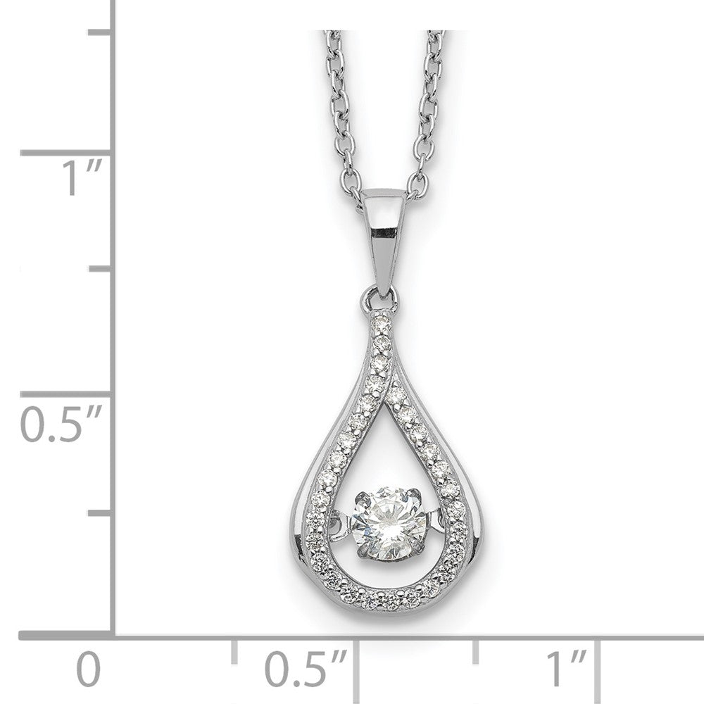 Cheryl M Sterling Silver Rhodium-plated Brilliant-cut Vibrant CZ Teardrop 18 Inch Necklace