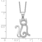 Cheryl M Sterling Silver Rhodium-plated Brilliant-cut White CZ Cat 18.25 Inch Necklace