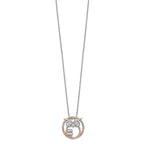 Cheryl M Sterling Silver Rhodium-plated and Rose Gold-plated Brilliant-cut CZ Owls Circle 18.25 Inch Necklace